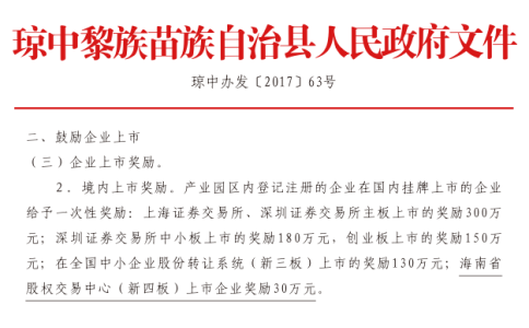 瓊中縣政策：瓊中辦發(fā)[2017]63號(hào)